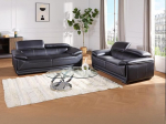 Vente-unique - Macelo 3+2 Leather Couch Set Black