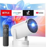 Miniprojektor koos k&otilde;lariga, projektor toetab 1080P 4K, auto keystone WiFi 6 kaasaskantav projektor, Bluetooth 5.0 220&deg; p&ouml;&ouml;ramine Smart Projector, l&uuml;hikese vahemaa projektor kodukino jaoks v&auml;ljas mobiilne