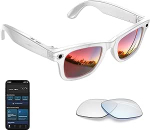 AI Smart Glasses 4K HD kaamera, 290mAh, 800W kaamera prillid koos videosalvestusega, samaaegne t&otilde;lge / GPT objektiivi tuvastamine, UV400 sinise valguse kaitse l&auml;&auml;tsed (valge)