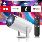 Mini projektor 4K projektor, Android TV 11.0 kaasaskantav projektor, nutikas projektor WiFi 6 & Bluetooth 5.0, 220&deg; p&ouml;&ouml;ramine, automaatne keystone korrektsioon, mini projektor 4K PC/HDMI/USB jaoks.