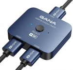 GANA 8K HDMI Splitter, HDMI 2.1 Switch Ultra HD 48Gbps alumiiniumist kahesuunaline HD MI Switcher 2 in 1 Out, Splitter toetab TV/PS5 / Xboxi jaoks