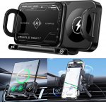 2024 K&otilde;rge intelligentne mobiiltelefoni/tahvelarvuti hoidja, traadita autolaadija mobiiltelefoni hoidja, 2-in-1 automaatne p&ouml;&ouml;rlev tahvelarvuti hoidja auto, 15 W magnetiline autolaadija kokkupandavatele mobiiltelefonidele (must)