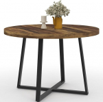 IDMarket - Selma 4 Seater Round Dining Table - Dark Wood, Hawkins and Black - 110cm