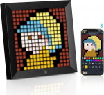 Divoom Pixoo Pixel Art Digital Frame, Programmable 16 x 16 RGB LED Panel, Smart Clock with Social Media Notification, 7.18 Inch Home Decor Calendar Clock for iOS & Android (Black)