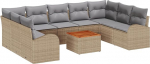 Rantry 10-teiliges Garten Sofa Set mit Kissen Beige Poly Rattan Akazie Gartenlounge Model3347623