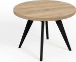 Dekori M&ouml;bel LORA Round Extendable Dining Room Table with Wooden Legs, Loft Style, Scandinavian, Diameter Variants: from 90 to 220 cm (Sonoma Oak/Black, Diameter: 90/140 cm)