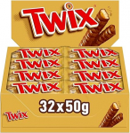 Suurpakend Twix &scaron;okolaaditahvleid piima&scaron;okolaadi, k&uuml;psiste ja karamelliga. Kokku 32 tiba 50g iga&uuml;hes. Sobib taimetoitlastele.