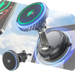Qi2 15W Kiirlaadimine MagSafe autokinnitusele koos laadimisfunktsiooniga [78+LBS tugevam iminapp], 360&deg; reguleeritav magnetiline mobiiltelefoni hoidja auto ventilatsioonile, armatuurlauale, tuuleklaasile