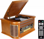 9-in-1 DAB vin&uuml;&uuml;lplaadim&auml;ngija Vintage Wood koos Bluetooth/FM/Stereo k&otilde;lar/CD/MP3/Cassette/USB-ga
