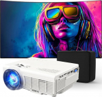 Bluetooth mini projektor, 10000 Lux 1080P HD Full Portable projektor, LED kodukino videoprojektor, mis &uuml;hildub tahvelarvuti / PC / m&auml;ngukonsooliga / tulepulgaga (naisterahvas)