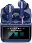 Bluetooth k&otilde;rvaklapid nutika puuteekraaniga, juhtmevaba laadimine, USB-C laadimine, IPX7 veekaitse, tumesinine