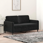 ZEYUAN 359447 2-Seater Sofa, Black, 140 cm, Velvet, Lounge Sofa, Sofas & Couches, Relax Sofa, Couch for Living Room, Couch with Sleep Function