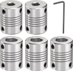 sourcing map Wellenkupplung aus Aluminiumlegierung, 6,35 mm bis 10 mm, flexibles Kupplungsmotor-Anschlussgelenk, Schrittmotor-Kupplung f&uuml;r CNC-Maschine und 3D-Drucker (L25 x D19), 5 St&uuml;ck