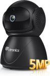 Ctronics 5MP PTZ Indoor WiFi Surveillance Camera, 2.4/5GHz Dual Band WiFi IP Camera Indoor with 355&deg;/90&deg; Swivel, Motion / Human Detection, Auto Tracking, IR Night Vision, 2-Way Audio (Black)