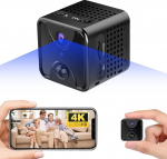 Kaamera j&auml;lgimine siseruumides 4K HD, mini kaasaskantav kaamera otse&uuml;lekanne mobiiltelefonile 170&deg;, v&auml;ike WLAN Cam aku 2600 mAh koos &ouml;ise n&auml;gemise PIR liikumisanduriga koju ja kontorisse