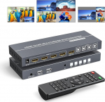 4 port HDMI KVM Multiviewer, Yinker 4x1 Quad Multiviewer Seamless Switcher toetab 4K @ 30Hz, Pip & POP klaviatuuri kiirklahvi l&uuml;liti 3,5 mm heliv&auml;ljundiga