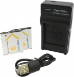 NP-BN, NP-BN1 Premium 630 mAh aku (2 tk) ja USB-laadija Sony DSC-W800, DSC-WX220, DSC-W830, DSC-W810, DSC-QX10, DSC-QX30, DSC-QX100 jaoks.