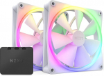 NZXT F140 RGB ventilaatorid - RF-R14DF-W1 - T&auml;iustatud RGB valgustuse reguleerimine - Vaikne jahutus - Kaksikventilaator (RGB ventilaator ja kontroller kaasa) - 140 mm ventilaator - Valge