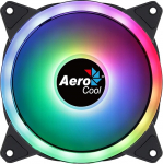 Aerocool Duo 12 PC-ventilaator - 120 mm ventilaator topeltr&otilde;ngaga RGB LED-valgustusega ja 28 LED-iga, sisaldab 6-poolset pistikut, kumerad labad ja vibratsioonivastased padjad, ARGB-keskusega &uuml;hilduv, 1000 RPM, &uuml;ksikventilaator, must