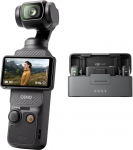 DJI Osmo Pocket 3 + Mic 2 (2 saatjat + 1 vastuv&otilde;tja + laadimisalus) Vlogimise kaamera 1-tollise CMOS ja 4K/120 fps, 3-teljeline stabilisaator, kiire fookus, n&auml;o/objekti j&auml;lgimine, 2-tolline puuteekraan.
