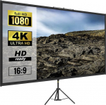 VEVOR 16:9 projektoriekraan 100 tolli 4K HD esitlusekraan statiiviga projektsioonipind 227 x 127 cm rullekraan 160 kraadi vaatenurgaga l&otilde;uend 200-250 cm k&otilde;rgus reguleeritav kodukino koosolekuruumile