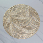 Kuldsed kohamatid 2 metallist &uuml;mmarguse &otilde;&otilde;neslehtede mustriga, kuumakindel kohamatid, kaasaegne kohamatid k&ouml;&ouml;gi ja s&ouml;&ouml;gitoa lauale restoranis 38 x 38 cm, kuldne