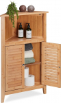 Relaxdays Bambus nurgakapp K x S x P 92 x 58 x 30 cm Looduslik | Vannitoakapp, 2 liistuuksega