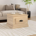 AUVYI Sahtliga kohvilaud Sonoma Tamm 50 x 50 x 35 cm Puitmaterjalist elutoa laud Sahtliga k&uuml;ljelaud Diivanilaud Slaidiplaat Sideboard