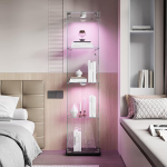 Collections Suur klaasist vitriinkapp valgusega, 163 x 35 x 39,8 cm, vitriinkapp LED-iga, 1 uks, 4 riiulit, l&auml;bipaistev (1 uks, 4 korrust, must A)