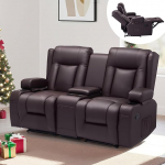 VEVOR Loveseat Recliner Diivan Reguleeritav lamamistool keskkonsooliga, PU nahast lamamistool USB pordid & joogihoidjad & hoiukotid, lamamistool elutuppa / autos&otilde;iduki jaoks, lamamistool elutuppa / autos&otilde;iduki jaoks