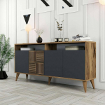 Dmora - Scorpio Chest of Drawers, Living Room Buffet, Living Room Sideboard, Modern Kitchen Pantry, 160 x 35 x 79 cm, Walnut and Anthracite
