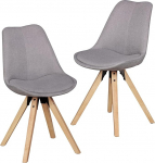 FineBuy Design S&ouml;&ouml;gitoa toolid, 2 tooli, hallid, skandinaavia toolid puidust jalgadega, retro toolide komplekt, v&auml;rviline, k&ouml;&ouml;gitoolid kangaga, seljatoega tool, kaasaegne, k&ouml;&ouml;gitool, s&ouml;&ouml;gituba