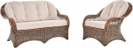 Mugav konservatoorium Rattan Group EWA Rattan Set elutuba Rattan m&ouml;&ouml;blikomplekt (2-osaline Vintage Brown Avatud punutud)