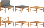 Teakholz Diivan Mittelteil mit Creme Kissen f&uuml;r Garten und Terrasse als Gartenm&ouml;bel Teak Sofa Mittelsofa