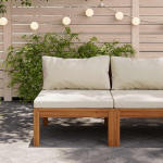 Modulares Mittelsofa f&uuml;r Au&szlig;enbereich Garten Ecksofa mit Dunkelgrauen Polsterkissen Outdoor Sofa aus Teakholz Eck Sofa Set