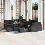 Modulares Gartensofa-Set 17 St&uuml;ck in Schwarz aus Poly-Rattan mit Kissen - 17-teiliges Outdoor-Sofa-Set als Gartenm&ouml;bel
