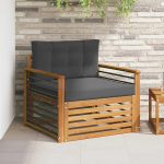 Outdoor-Sofagarnitur aus massivem Akazienholz und Polyester, modernes Terrassenm&ouml;bel Set als Gartenm&ouml;bel Akazienholz