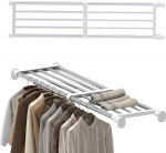 Hershii Tension Shelf Expandable Rod Closet System Heavy Duty Clothes Hanger Adjustable DIY Garage Garage Bathroom Kitchen Storage Organizer Shoe Rack, Plant Stand, Bookshelf