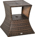 Outsunny Garden Table K&otilde;rvallaud P&auml;ikesevarju Stand aiam&ouml;&ouml;bel Patio Polyrattan Brown 54 x 54 x 55 cm