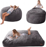 MAXYOYO Bean Bag voodi - konverteeritav Bean Bag toolist voodiks - vahtpolsterdatud diivan koos pehmete kattega ja koheva t&auml;idisega t&auml;iskasvanutele, teismelistele, k&uuml;lalistele (antratsiit, 135 x 190 cm)