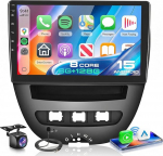 VECHTEL 8 Core 6G + 128G autoraadio Android 15 Toyota Aygo/Peugeot 107/Citroen C1 2004-2014, 10,1-tolline IPS HD puuteekraan koos traadita Carplay Android auto DSP GPS Wi-Fi USB Bluetooth FM RDS kaamera