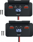 96W 12v USB Steckdose zur Wandmontage - Dual 36W USB-C PD & Dual QC3.0 18W Auto Ladebuchse mit wasserdichtem Schalter, Aufputzmontage f&uuml;r Wohnmobil(2er-Set) car Charger 2P