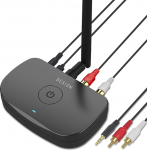 Besign High Range BE-RCA Bluetooth-muusika vastuv&otilde;tja, traadita audioadapter muusika voogedastuse helis&uuml;steemi ja k&otilde;lariga, t&ouml;&ouml;tab nutitelefonide ja tahvelarvutitega, RCA, AUX-pesa, must