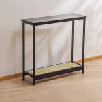 Kitsas bambusest konsoollaud, koridorikonsoollaud rotangist ja klaasist, kitsas k&uuml;ljelaud koridori, elutoa ja magamistoa jaoks (must, 80 cm / 31,5 tolli)