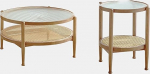 Runde Couchtisch-Set mit Stauraum und Glasplatte, einfache Montage f&uuml;r Wohnzimmer, Schlafzimmer, B&uuml;ro