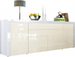 Vladon La Paz V2 Sideboard, Made in Germany, kapp 2 ukse, 2 sahtli ja 2 klapiga, valge k&otilde;rgl&auml;ikega / kreemjas k&otilde;rgl&auml;ikega / valge k&otilde;rgl&auml;ikega (200 x 72 x 35 cm)