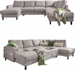 MIUFORM Molly U koos voodikastiga | Limited Upholstery Fabric | 8-kohaline nurgadiivan | L-kujuline paremal | 298 x 198 x 88 cm diivan | Kokkupandav diivanvoodi magamisfunktsiooniga | Kokkupandav diivanvoodi (Salt & Pepper)