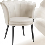 tectake Cuddly Chair, Modernne tugitool, Shell Chair, Elutoa toolid, S&ouml;&ouml;gitoatool, K&ouml;&ouml;gitooli, Kokteilitool, Magamistuba, Elutuba, S&ouml;&ouml;gitoa toolid - Velvet, kreemjas/must
