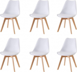 Baroni Home ESS v&otilde;i kontoritool puidust p&ouml;&ouml;gijalgadega, ergonoomiline plasttool integreeritud padjaga, 50 x 48 x 82 cm (valge, 6)