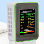 6 in 1 sise&otilde;hu kvaliteedi monitor, 2,8-tolline HD-ekraaniga &otilde;hu detektor, CO2, TVOC, HCHO PM2.5 ja PM10 &otilde;hukvaliteedi tester, 1200 mAh C-t&uuml;&uuml;pi laadija kodukontorisse (valge)
